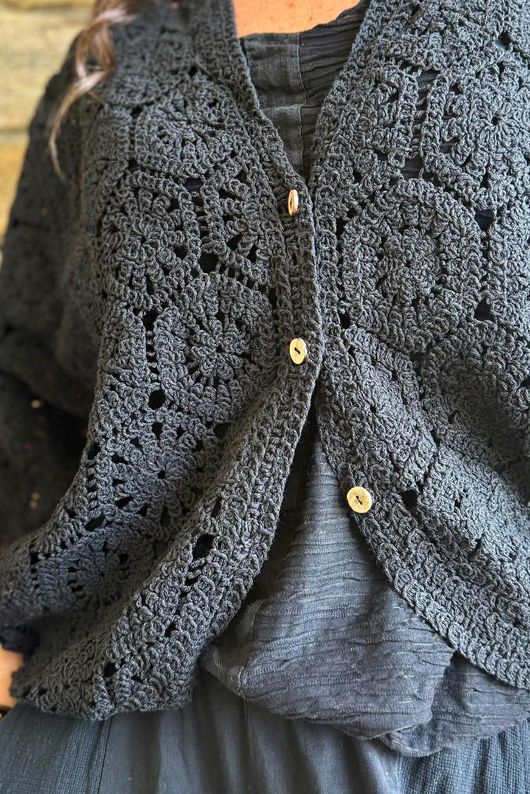  Indra Crochet Bolero Cardigan Black
